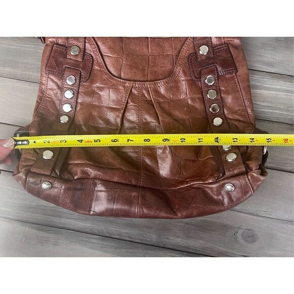 B. Makowsky Genuine Leather Hobo Studded Hobo Shoulder Bag - Picture 13 of 16